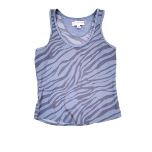 Live Love Lounge Women's Blue‎ Zebra Stripes Tank Top Medium